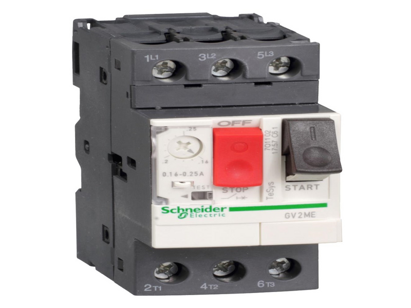Schneider Electric Tesys gv motor circuit breaker gv2me03 thermal-magnetic 0.4-0.63a 0.12-0.18kw@400v icu100ka pushbutton