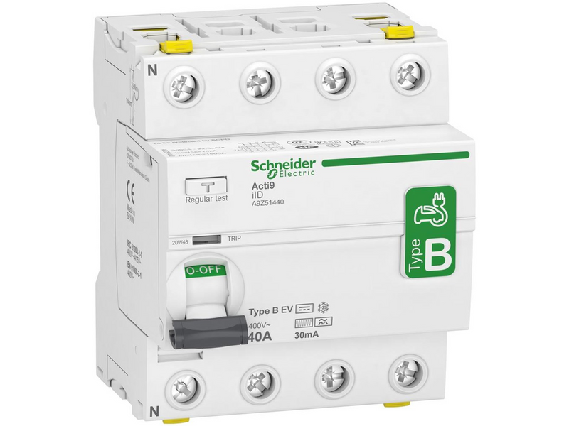 Schneider Electric Rccb earth leakage protection 4p 40a 30ma b-class speciel design for ev-electrical vehicle charger ac/dc