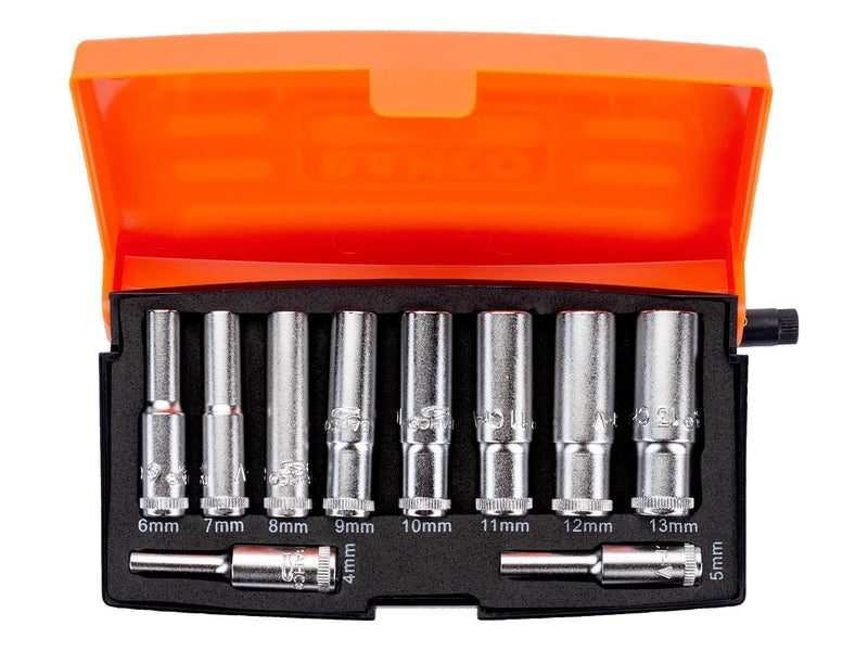 BAHCO socket set 1/4 lang 10 pieces 4-13mm