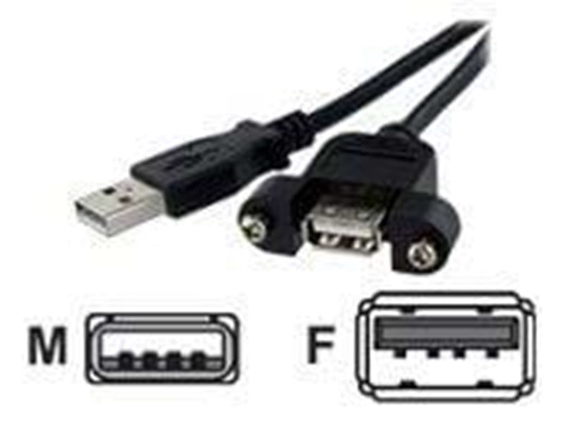 StarTech.com 1 ft Panel Befestigungskit USB Kabel A zu A - F/M - USB Verlängerungskabel