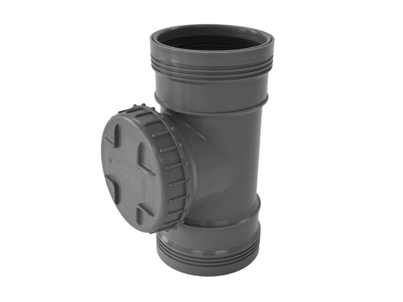 Wavin Wafix plus pp acces pipe 110 mm with cover grey