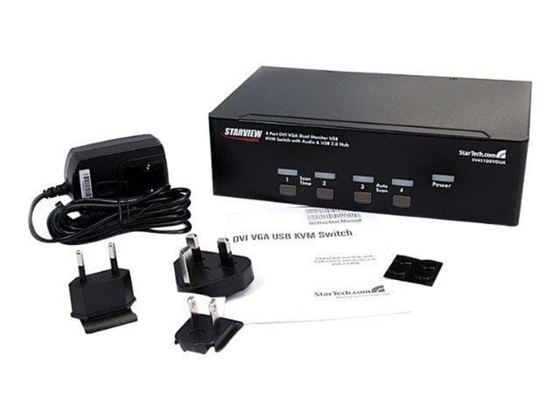StarTech.com StarView 4 Port DVI VGA Dual Monitor KVM Switch USB mit Audio & USB 2.0 Hub - KVM / Audio / USB Switch - 4 Anschlüs