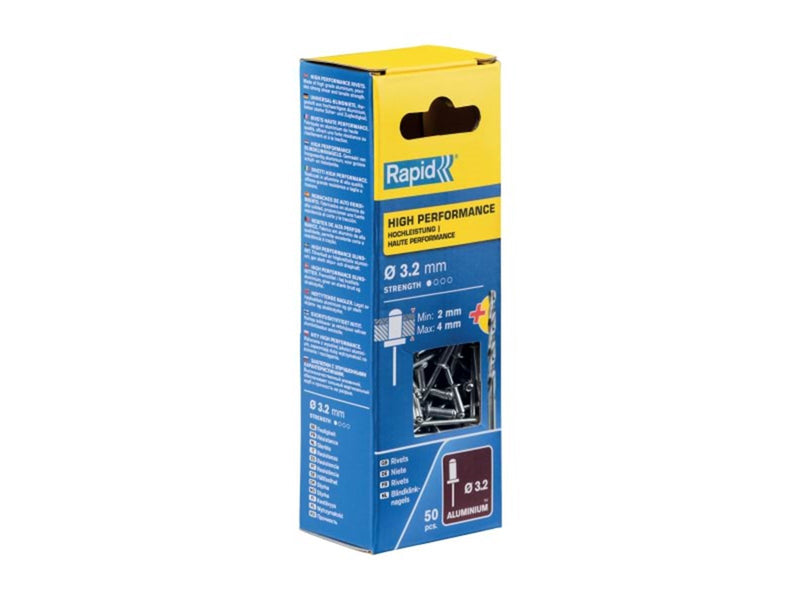 Rapid Rivets Ø3.2x8 HP Alu 50pcs+Drill Box