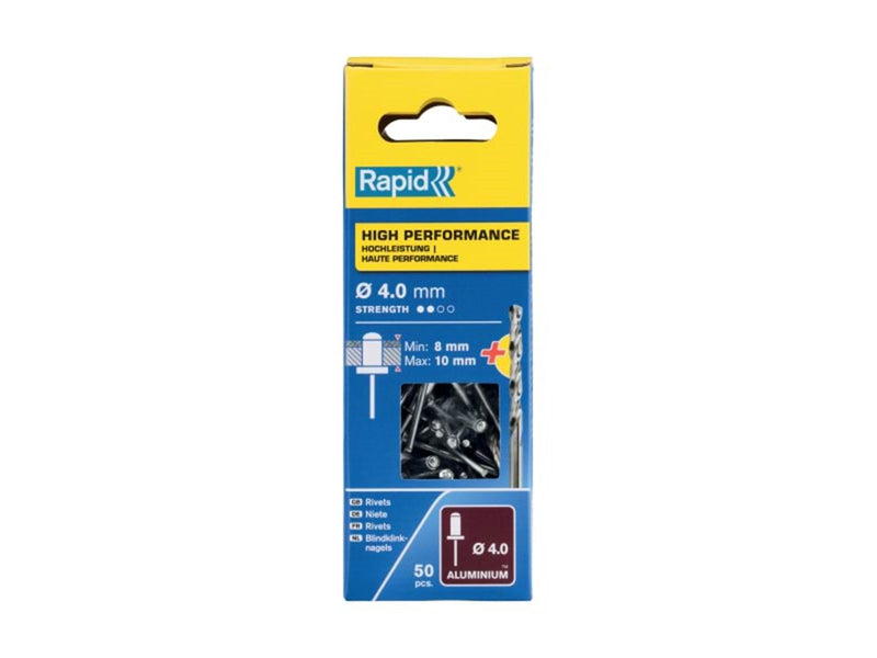 Rapid Rivets Ø4x14 HP Alu 50pcs+Drill Box