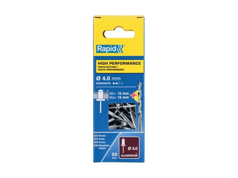 Rapid Rivets Ø4x18mmHighPerfAlu50stk+Bor