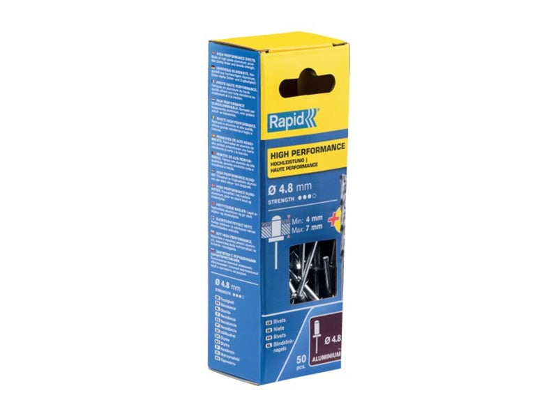 Rapid Rivets Ø4.8x10 HP Alu 50pcs+Drill Box