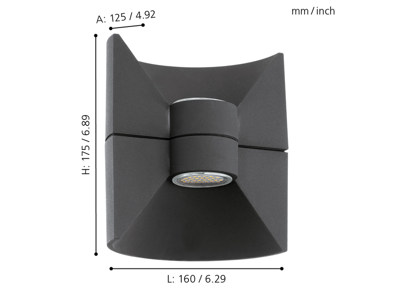 EGLO LED-Lampe REDONDO Wandleuchte, anthrazit GU10
