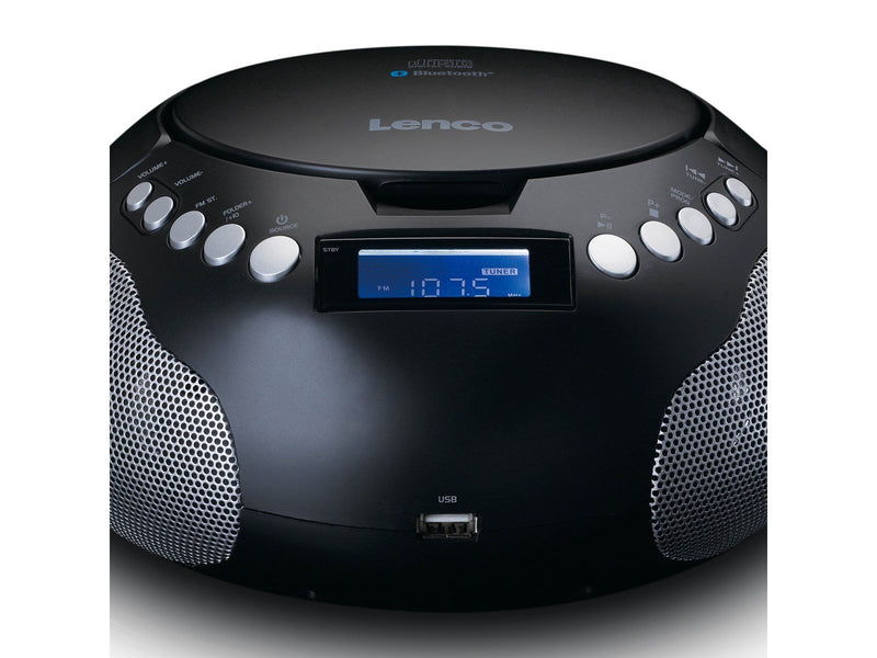 Lenco SCD-331BK - Portable Radio/CD/MP3 player with USB and Bluetooth® - Black
