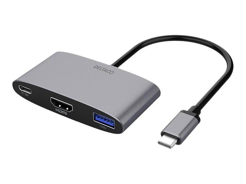 Deltaco USB-C till HDMI/USB A adapter 4K 60Hz US