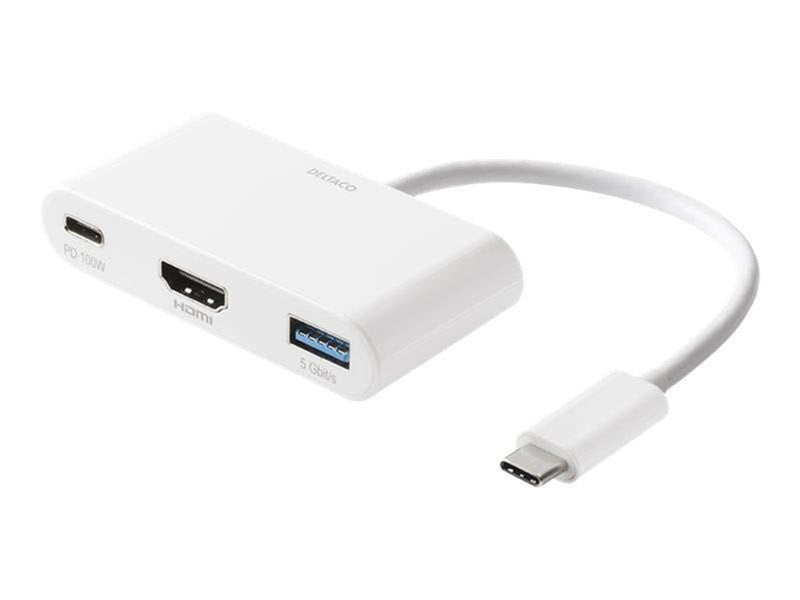 Deltaco USB-C till HDMI/USB A adapter 4K 30Hz US