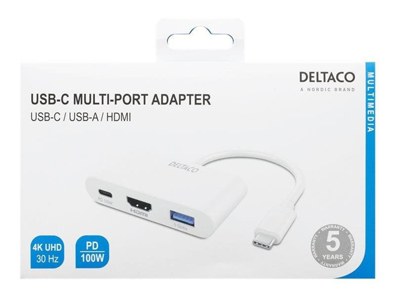 Deltaco USB-C till HDMI/USB A adapter 4K 30Hz US