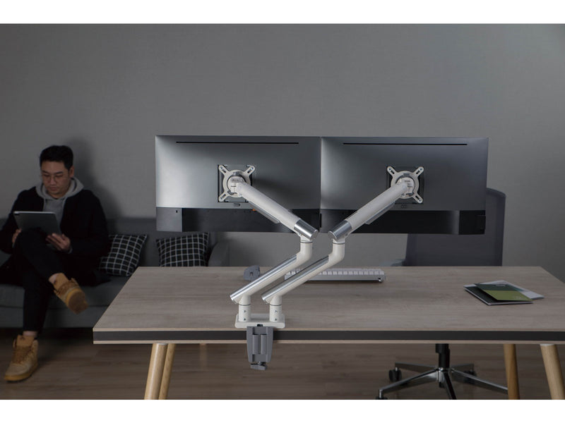 Alterzone Arm Duo dual aluminum monitor arm White