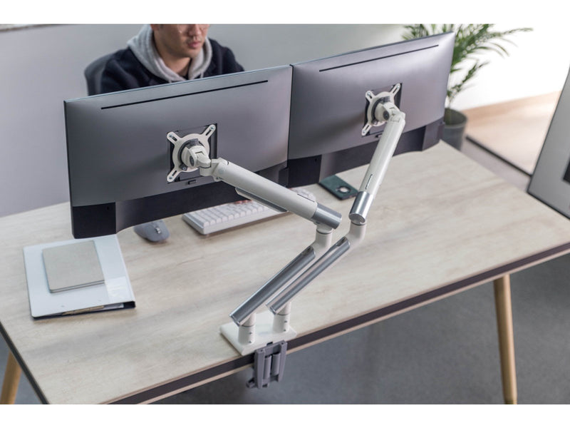 Alterzone Arm Duo dual aluminum monitor arm White