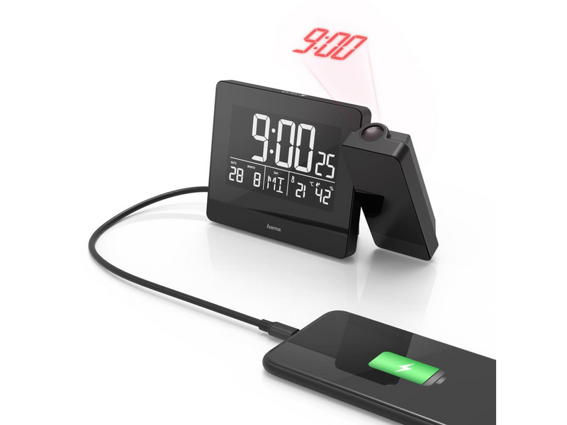 Hama Plus Charge - alarm clock - electronic - desktop - black