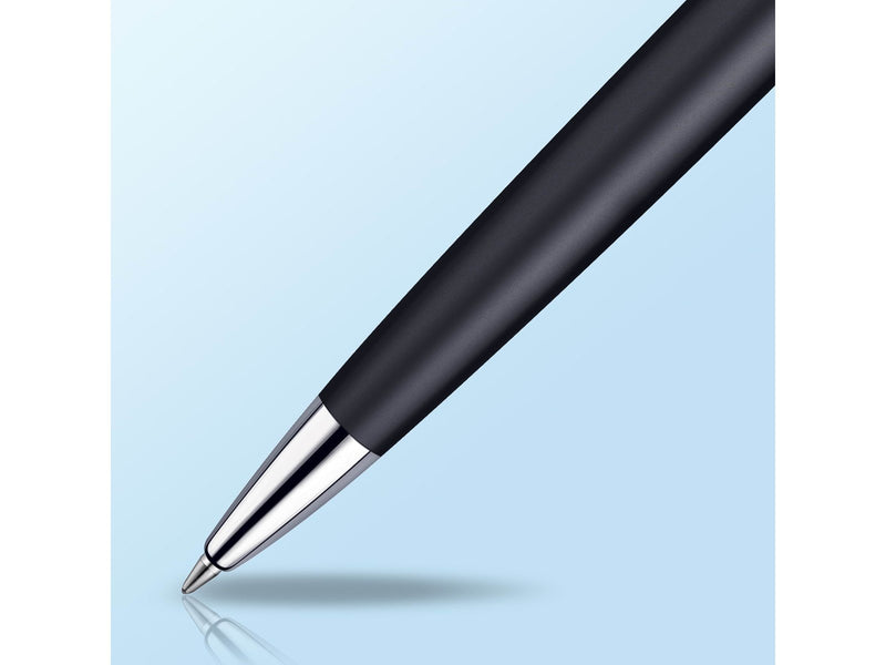 Waterman Hémisphère Kugelschreiber | Mattschwarz mit Chromzierteile | Mittlere Spitze | Blaue Tinte | Geschenkbox