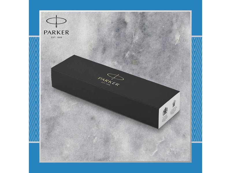 Parker IM Füller | Blaugraue Premium-Lackierung mit Chromverzierung | Füllfederhalter mit feiner Feder und blauer Tinte | Gesche