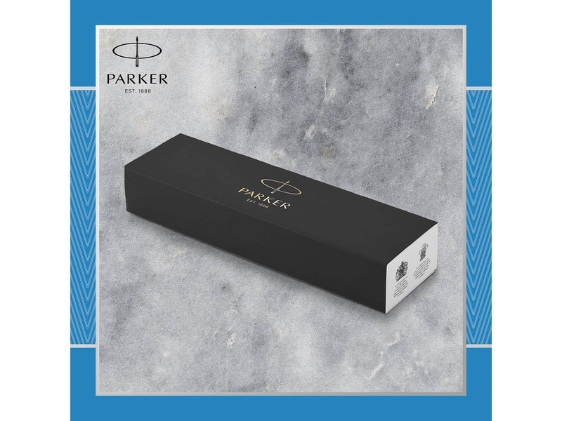 Parker IM Rollerball Tintenroller | Blaugraue Premium-Lackierung mit Chromverzierung | Feine Schreibspitze mit schwarzer Nachfül