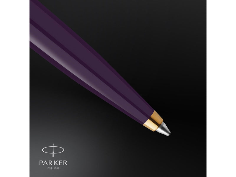 Parker 51 Kugelschreiber | Luxuriöser Pflaumenblauer Schaft mit Goldzierteilen | Mittlere Schreibspitze in 18k Gold mit Schwarze