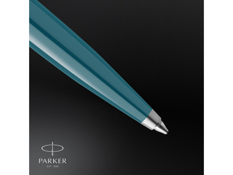 Parker 51 Kugelschreiber | Petrolblauer Schaft mit Chromfarbenen Zierteilen | Mittlere Schreibspitze mit Schwarzer Nachfüllmine