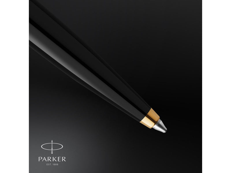 Parker 51 Kugelschreiber | Luxuriöser Schwarzer Schaft mit Goldzierteilen | Mittlere Schreibspitze in 18k Gold mit Schwarzer Nac