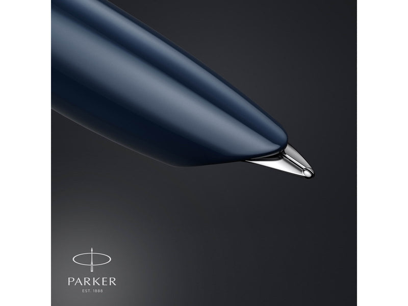Parker 51 Füller | Nachtblauer Schaft mit Chromfarbenen Zierteilen | Füllfederhalter mit feiner Feder und schwarzer Tintenpatron