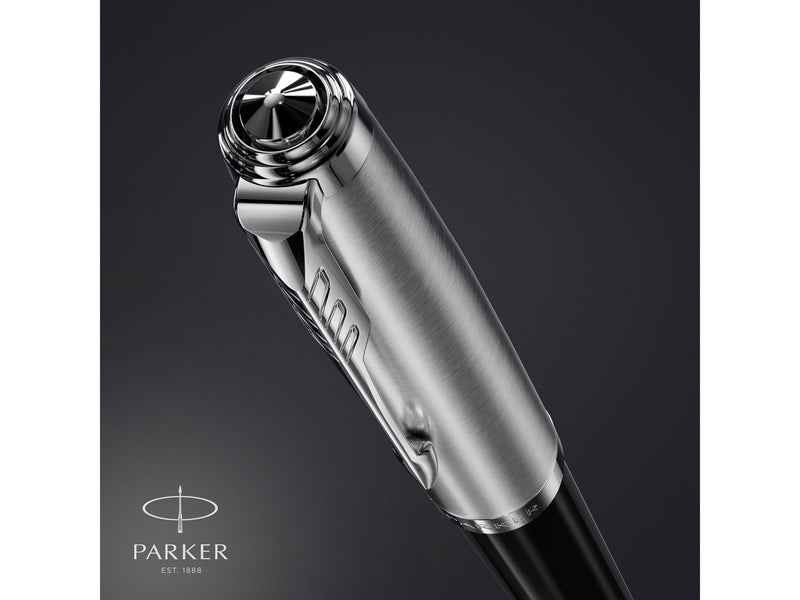 Parker 51 Kugelschreiber | Schwarzer Schaft mit Chromfarbenen Zierteilen | Mittlere Schreibspitze mit Schwarzer Nachfüllmine | G
