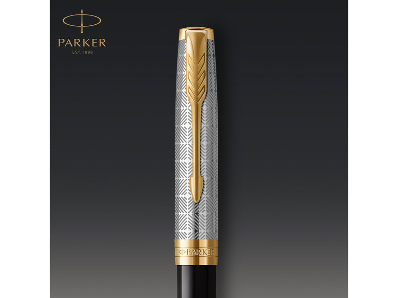 Parker PARKER Sonnet Kugelschreiber | Premium Metal & Black Glanzlack mit Goldbeschichtung | Medium Spitze mit schwarzer Tinte N