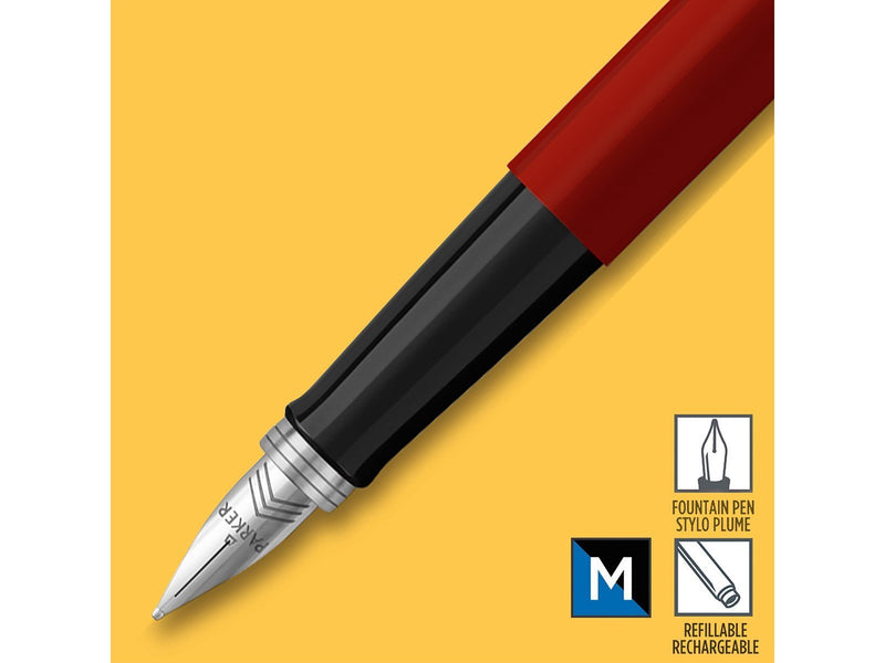 Parker Jotter Originals Füller | Klassisches Rot | Füllfederhalter mit mittlerer Feder | blaue Tinte