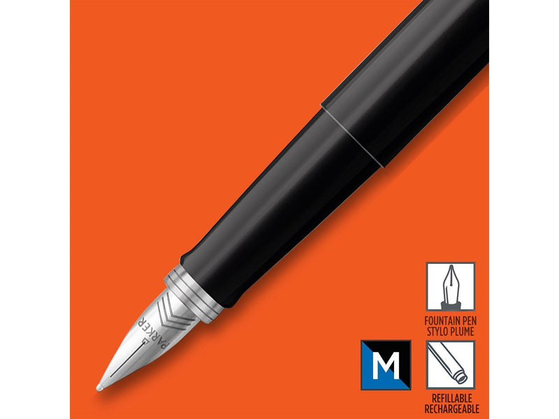 Parker Jotter Originals Füller | Klassisches Schwarz | Füllfederhalter mit mittlerer Feder | blaue Tinte