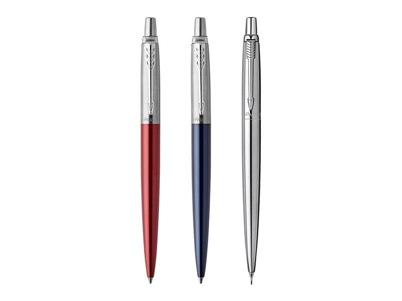 Parker Jotter London Trio Discovery Pack: Kugelschreiber (Royal Blue) | Gelstifte (Red Kensington) & Druckbleistift (Edelstahl)