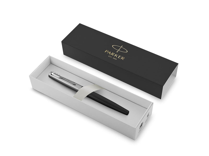 Parker Jotter Füller | Bond Street Black | Füllfederhalter mit mittlerer Feder | blaue Tinte | Geschenkbox