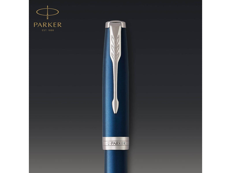 Parker Sonnet Füller | Blaue Lackierung | Füllfederhalter mit mittlerer Feder | Geschenkbox