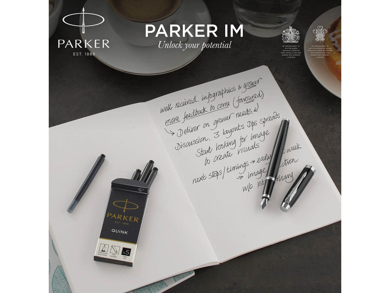 Parker IM Füller | Premium Warm Silver | Füllfederhalter mit feiner Feder | blaue Tinte | Geschenkbox
