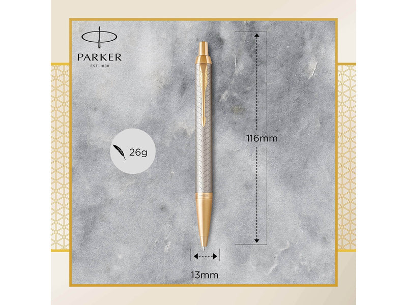 Parker IM Kugelschreiber | Premium Warm Silver | Mittlere Spitze | Blau | Geschenkbox