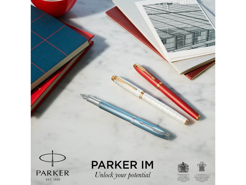 Parker IM Kugelschreiber | Premium Warm Silver | Mittlere Spitze | Blau | Geschenkbox