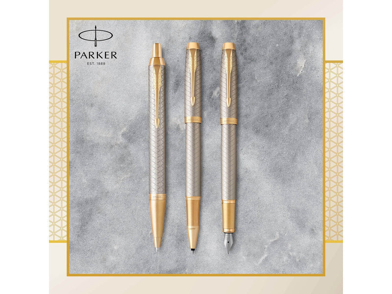 Parker IM Kugelschreiber | Premium Warm Silver | Mittlere Spitze | Blau | Geschenkbox