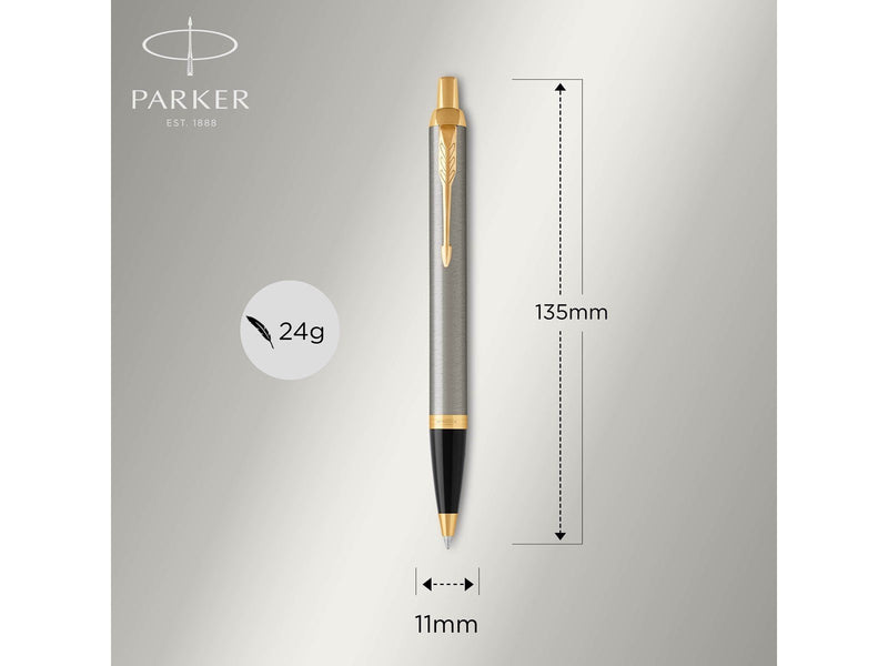 Parker IM Kugelschreiber | Brushed Metal | Mittlere Spitze | Blau | Geschenkbox