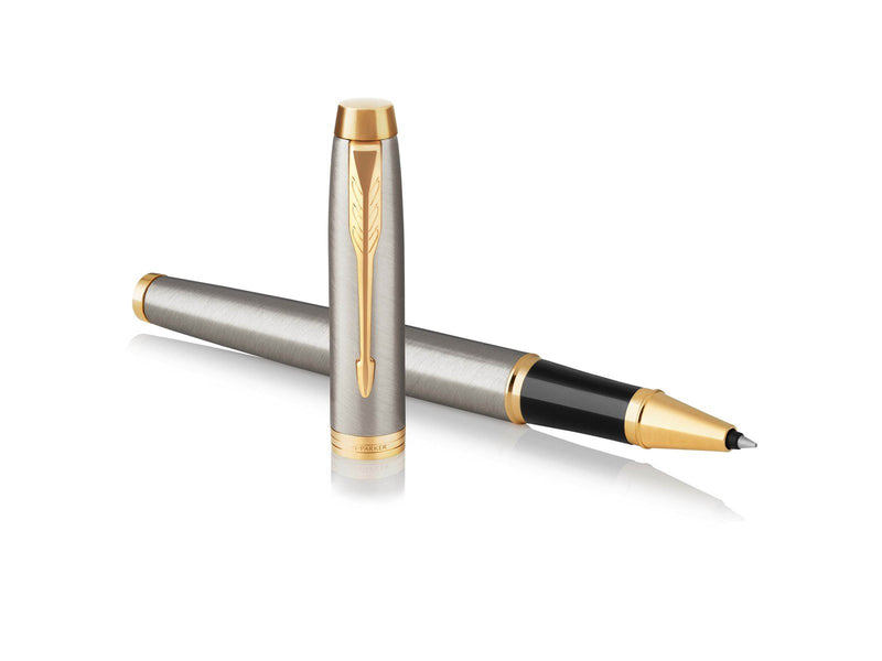 Parker IM Tintenroller | Brushed Metal | feine Spitze | Schwarz | Geschenkbox