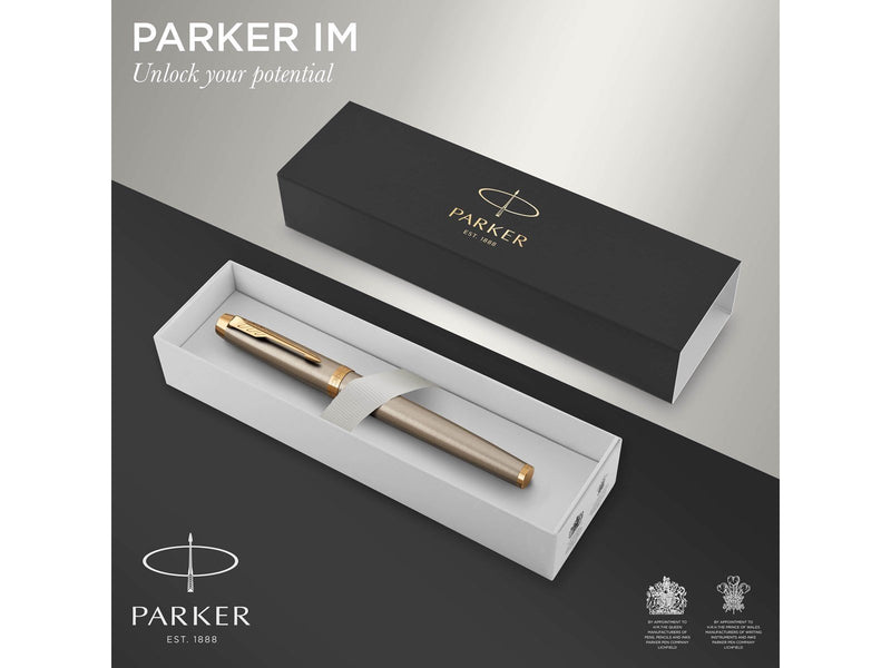 Parker IM Tintenroller | Brushed Metal | feine Spitze | Schwarz | Geschenkbox