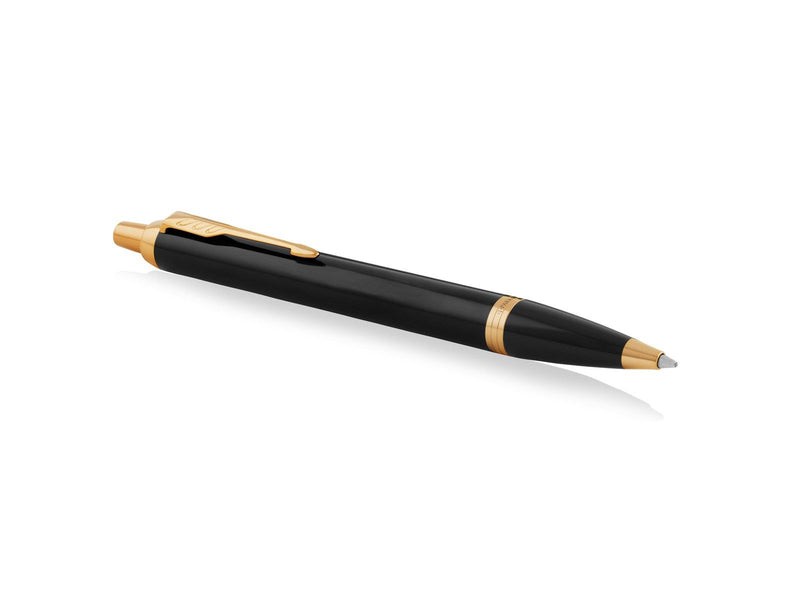 Parker IM Kugelschreiber | Schwarze Lackierung mit Goldzierteileny | Mittlere Spitze | Blau | Geschenkbox