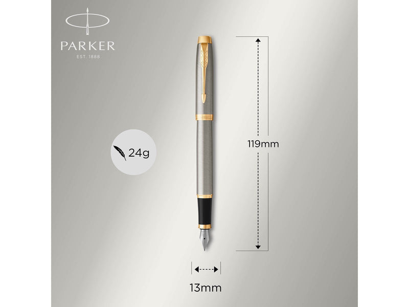 Parker IM Füller | Brushed Metal | Füllfederhalter mit mittlerer Feder | blaue Tinte | Geschenkbox