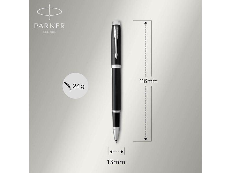 Parker IM Tintenroller | schwarze Lackierung mit Chromzierteilen | feine Spitze | Schwarz | Geschenkbox