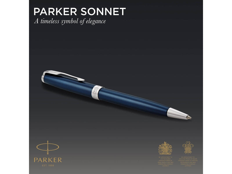 Parker Sonnet Kugelschreiber | Blaue Lackierung | Mittlere Spitze | schwarze Tinte | Geschenkbox