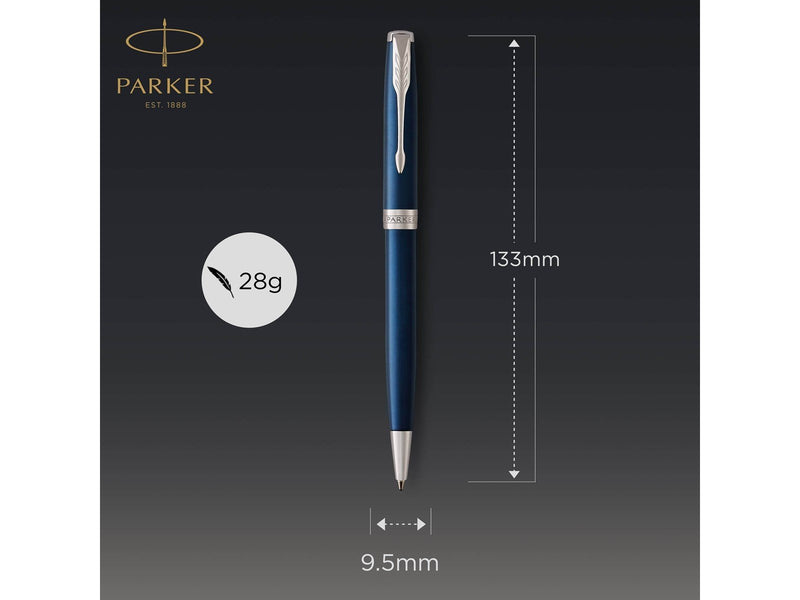 Parker Sonnet Kugelschreiber | Blaue Lackierung | Mittlere Spitze | schwarze Tinte | Geschenkbox