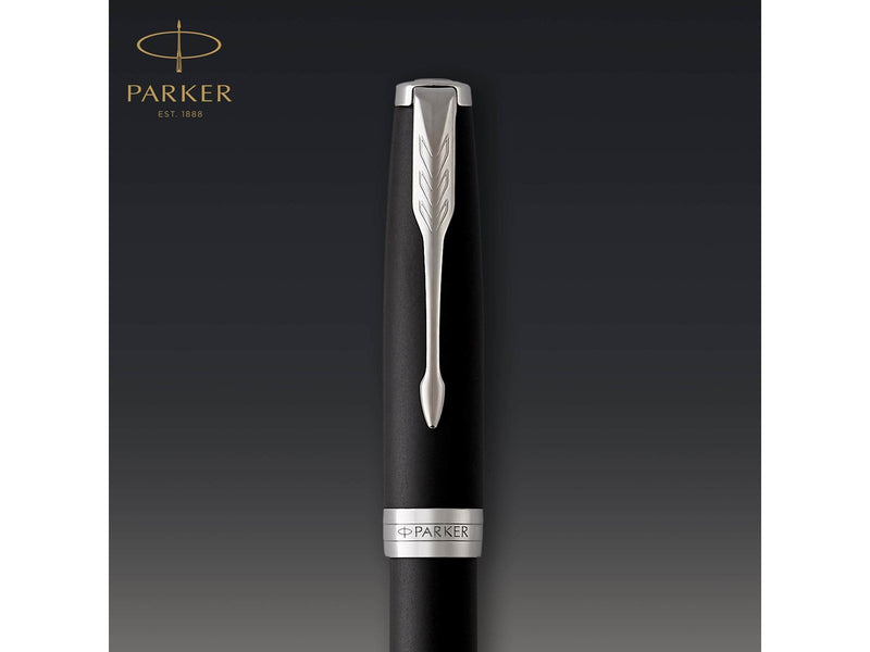 Parker Sonnet Füller | Matt-Schwarze Lackierung mit Palladiumzierteilen | Füllfederhalter mit mittlerer Feder | Geschenkbox
