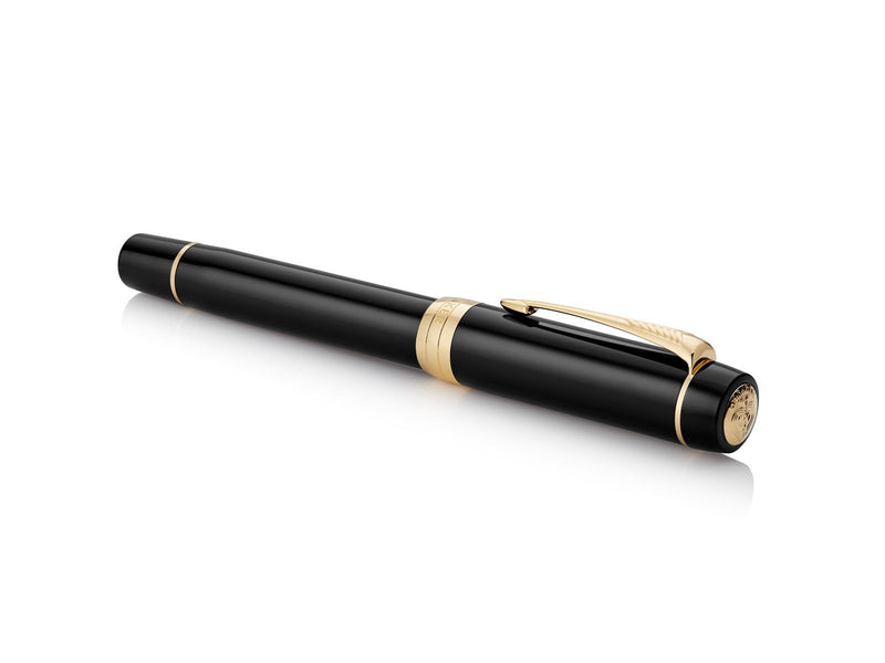 Parker Duofold Classic Füller | Schwarz mit goldbeschichteten Zierteilen | Größe Centennial | Füllfederhalter mit mittlerer Fede