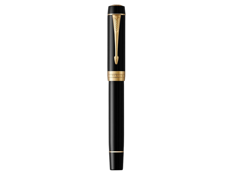 Parker Duofold Classic Füller | Schwarz mit goldbeschichteten Zierteilen | Größe Centennial | Füllfederhalter mit mittlerer Fede