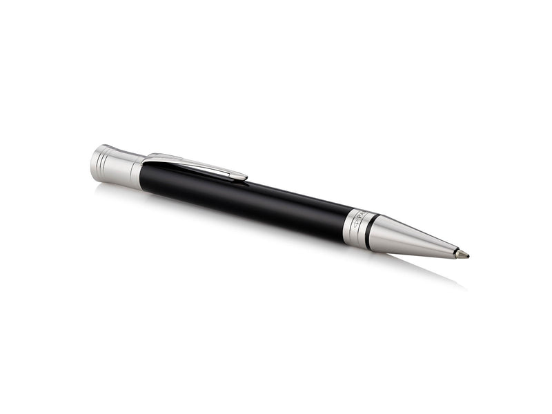 Parker Duofold Classic Kugelschreiber in Black mit palladium-beschichteten Zierteilen | mittlere Schreibspitze | schwarze Tinte