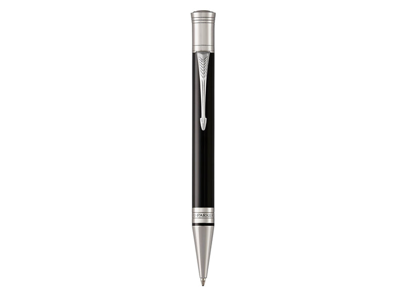 Parker Duofold Classic Kugelschreiber in Black mit palladium-beschichteten Zierteilen | mittlere Schreibspitze | schwarze Tinte