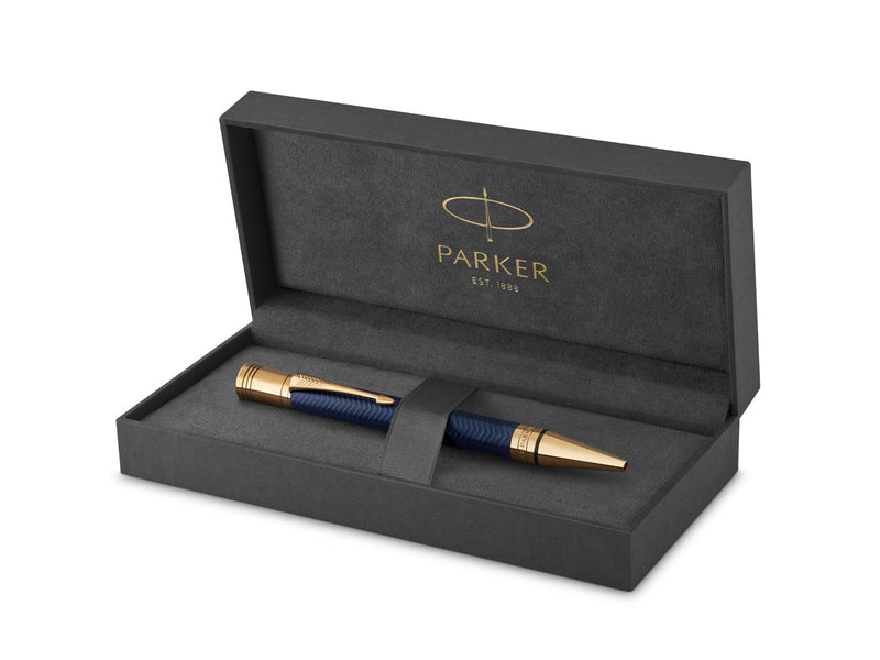 Parker Duofold Prestige Kugelschreiber in Blue Chevron | mittlere Schreibspitze | schwarze Tinte